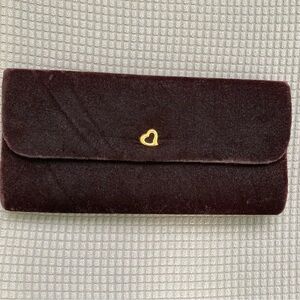 Victoria’s Secret Vintage Velvet Black Clutch with Gold Heart Snap Closure